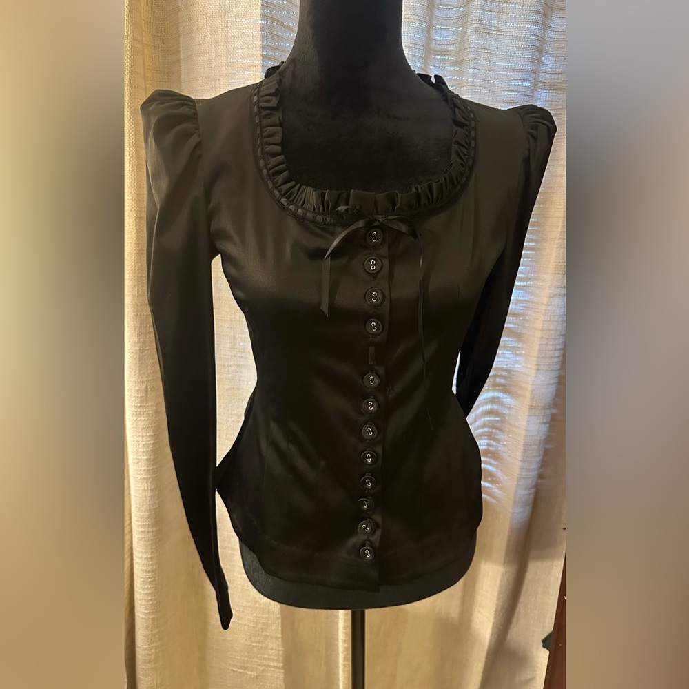 NWT Betsey Johnson Black Ruffled Button-Up Jacket